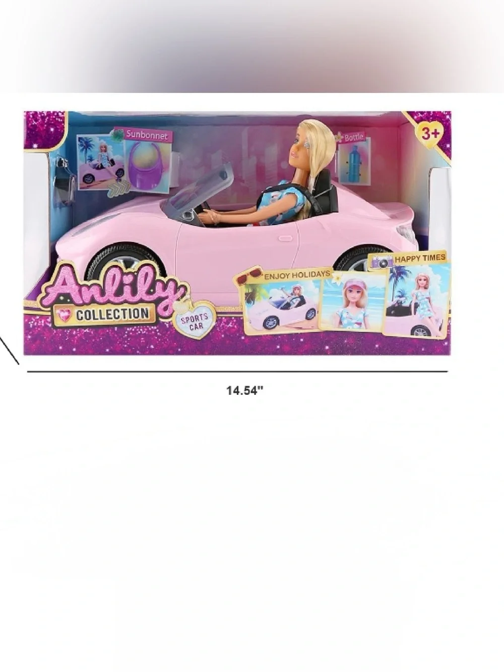 Anlily Collection Pink Sports  Doll Car with Fashion Doll